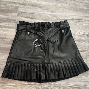 Zara pleated faux leather mini skirt